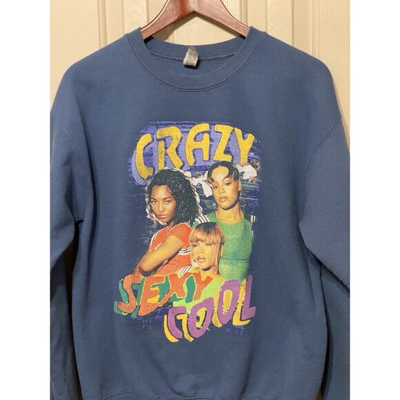 TLC Crazy Sexy Cool Blue Crewneck Sweatshirt Men M Gildan Vintage 90s Vintage - Picture 3 of 5